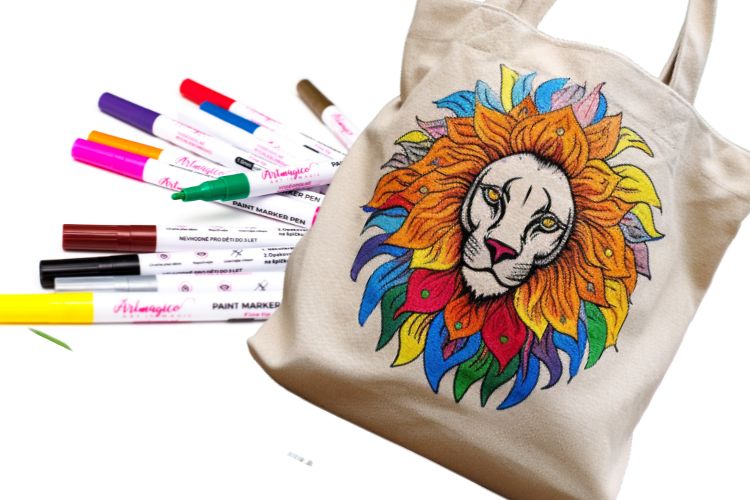 malovaná taška se lvem